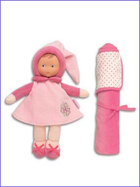 Corolle Baby Babi Miss Doll (24cm) and Blanket - Pink For Age 0+New in Box